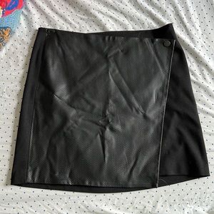 Black vegan leather mini skirt